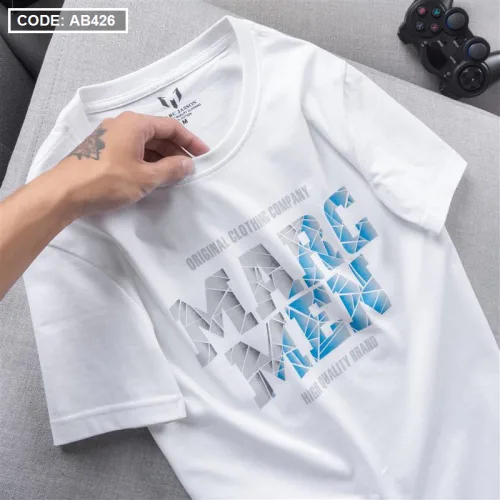 Áo Thun Nam Cổ Tròn Cotton In Chữ Marc Men