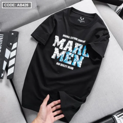 Áo Thun Nam Cổ Tròn Cotton In Chữ Marc Men