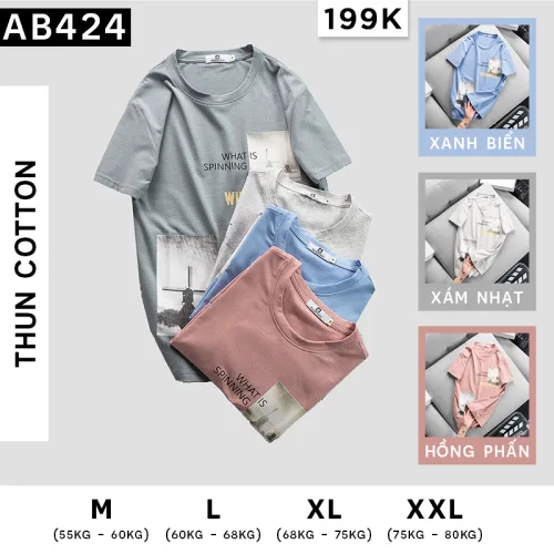 Áo Thun Nam Cổ Tròn Cotton In Hoạ Tiết Lạ Mắt
