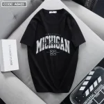 Áo Thun Nam Cổ Tròn Cotton Tay Ngắn In Chữ Michigan