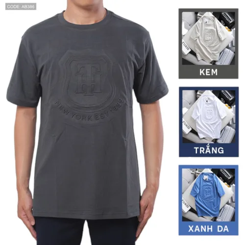 Áo Thun Nam Cổ Tròn Dập Nổi Logo Vải Thun Cotton