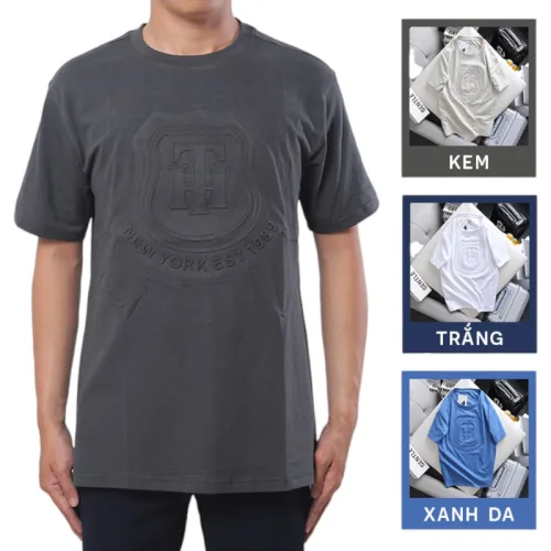 Áo Thun Nam Cổ Tròn Dập Nổi Logo Vải Thun Cotton