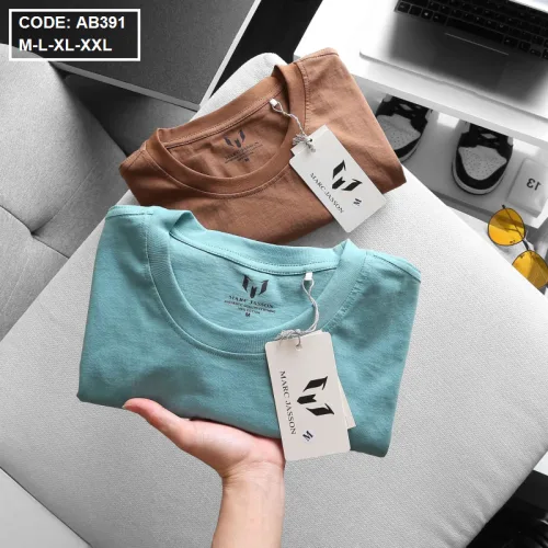 Áo thun nam cổ tròn in chữ thun cotton wash nhẹ