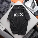 Áo Thun Nam Cổ Tròn Rurumen Màu Đen In Hình Chữ X Big Size