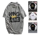 Áo Thun Nam Cổ Tròn Rurumen Màu Xám In Chữ King Big Size