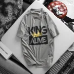 Áo Thun Nam Cổ Tròn Rurumen Màu Xám In Chữ King Big Size