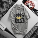 Áo Thun Nam Cổ Tròn Rurumen Màu Xám In Chữ King Big Size