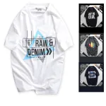 Áo Thun Nam Cổ Tròn Rurumen Màu Trắng In Chữ RAW DENIM Big Size