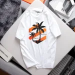 Áo Thun Nam Cổ Tròn Màu Trắng Rurumen In Hình Cây Dừa (Có size to 4x)