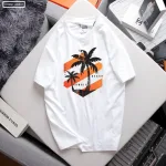 Áo Thun Nam Cổ Tròn Màu Trắng Rurumen In Hình Cây Dừa (Có size to 4x)