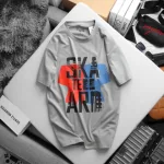 Áo Thun Nam Cổ Tròn Rurumen Màu Xám In Chữ AKA TEBO ARD Big Size
