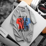Áo Thun Nam Cổ Tròn Rurumen Màu Xám In Chữ AKA TEBO ARD Big Size