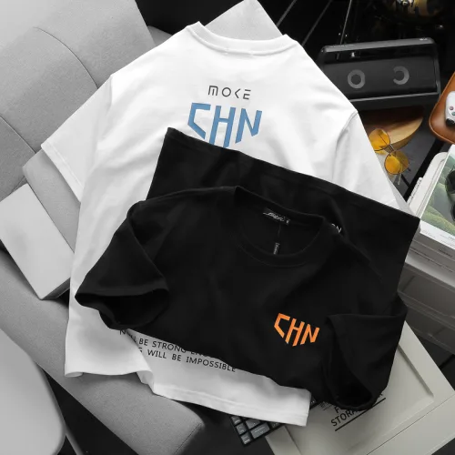 Áo Thun Nam Cổ Tròn Oversize In Chữ CHN Hai Mặt Big Size 110kg