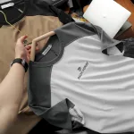 Áo Thun Nam Cổ Tròn Oversize Tay Phối Màu Thêu Chữ PackHorse