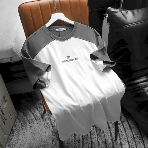 Áo Thun Nam Cổ Tròn Oversize Tay Phối Màu Thêu Chữ PackHorse