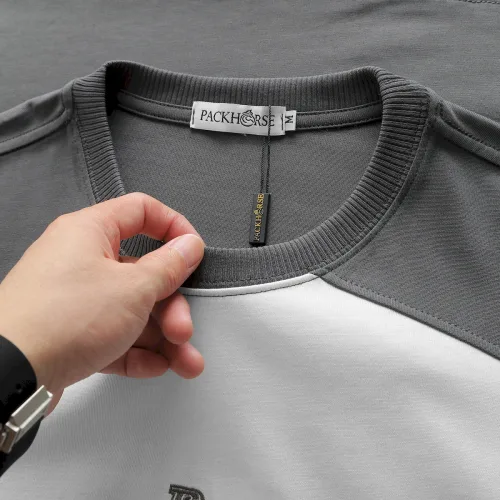 Áo Thun Nam Cổ Tròn Oversize Tay Phối Màu Thêu Chữ PackHorse