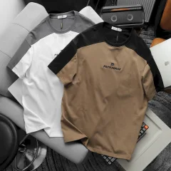 Áo Thun Nam Cổ Tròn Oversize Tay Phối Màu Thêu Chữ PackHorse