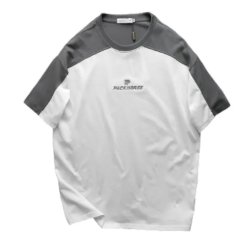 Áo Thun Nam Cổ Tròn Oversize Tay Phối Màu Thêu Chữ PackHorse