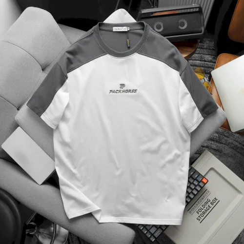 Áo Thun Nam Cổ Tròn Oversize Tay Phối Màu Thêu Chữ PackHorse