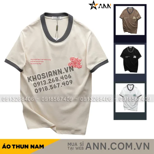 Áo Thun Nam Cổ Tròn Pack Horse In Nổi Chữ Enjoy The Process (Có Size 3x)