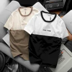 Áo Thun Nam Cổ Tròn Pack Horse Thêu Chữ New York Phối Hai Màu