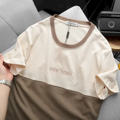 Áo Thun Nam Cổ Tròn Pack Horse Thêu Chữ New York Phối Hai Màu