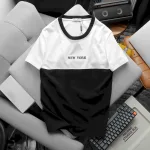 Áo Thun Nam Cổ Tròn Pack Horse Thêu Chữ New York Phối Hai Màu