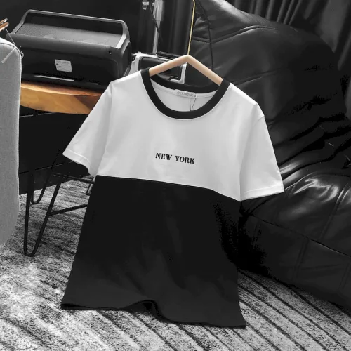 Áo Thun Nam Cổ Tròn Pack Horse Thêu Chữ New York Phối Hai Màu