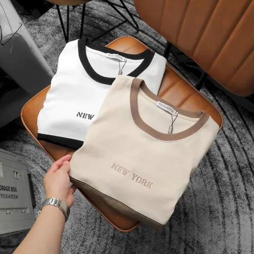 Áo Thun Nam Cổ Tròn Pack Horse Thêu Chữ New York Phối Hai Màu