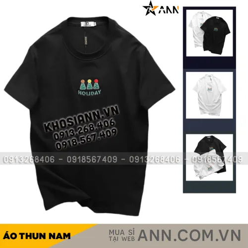 Áo Thun Nam Cổ Tròn Pack Horse Thêu Nổi Chữ Holiday (Có Size 3x)
