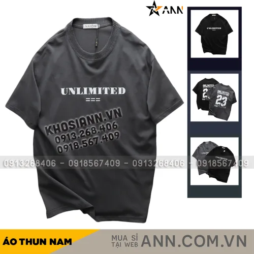 Áo Thun Nam Cổ Tròn Pack Hourse In Chữ Unlimited 23 - Có Big Size 100kg