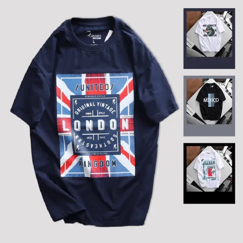 Áo Thun Nam Cổ Tròn Rurumen London Màu Xanh Đen Big Size