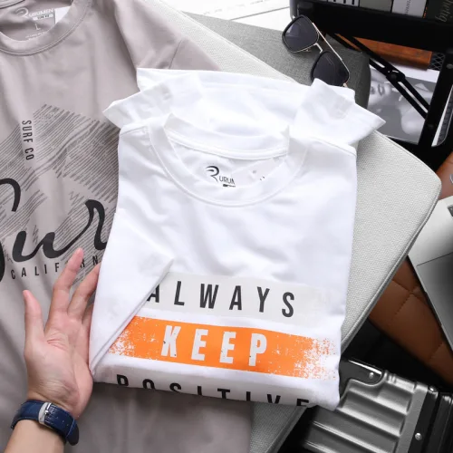 Áo Thun Nam Cổ Tròn Rurumen Màu Trắng Always Keep Big Size