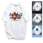 Áo Thun Nam Cổ Tròn Rurumen Màu Trắng In Chữ Moving ForWard (Có size to 4x)