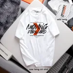Áo Thun Nam Cổ Tròn Rurumen Màu Trắng In Chữ Moving ForWard (Có size to 4x)