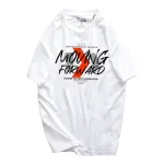 Áo Thun Nam Cổ Tròn Rurumen Màu Trắng In Chữ Moving ForWard (Có size to 4x)