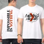 Áo Thun Nam Cổ Tròn Rurumen Màu Trắng In Chữ Moving ForWard (Có size to 4x)
