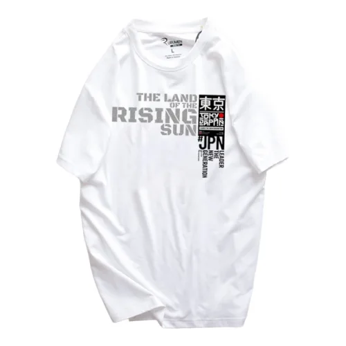 Áo Thun Nam Cổ Tròn Rurumen Màu Trắng In Chứ Rising Sun (Có size to 4x)