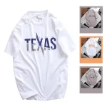 Áo Thun Nam Cổ Tròn Rurumen Màu Trắng In chữ Texas Big Size