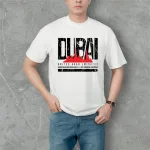 Áo Thun Nam Cổ Tròn Rurumen Màu Trắng In Logo Chữ DUBAI (Có size 4x)