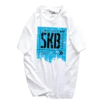 Áo Thun Nam Cổ Tròn Rurumen Màu Trắng In Logo Chữ SKB (Có size 4x)
