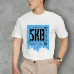 Áo Thun Nam Cổ Tròn Rurumen Màu Trắng In Logo Chữ SKB (Có size 4x)