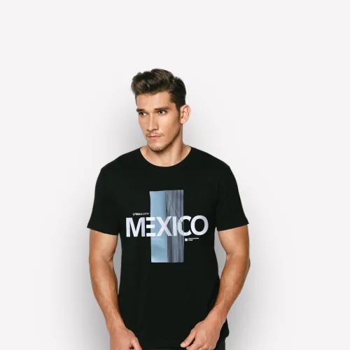Áo Thun Nam Cổ Tròn Rurumen Mexico Màu Đen Big Size