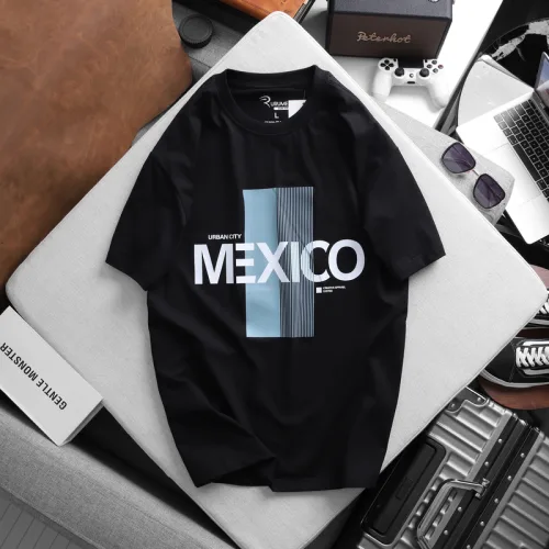 Áo Thun Nam Cổ Tròn Rurumen Mexico Màu Đen Big Size