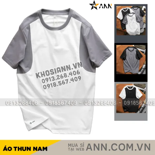 Áo Thun Nam Cổ Tròn Tay Phối Màu (Có Size 3x)