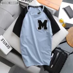 Áo Thun Nam Cổ Tròn Thun Cotton Quảng Châu Thêu Đắp Nổi Chữ M