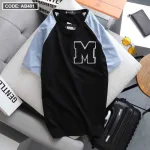 Áo Thun Nam Cổ Tròn Thun Cotton Quảng Châu Thêu Đắp Nổi Chữ M