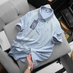 Áo Thun Nam Polo - Áo Thun Cổ Bẻ Nam Thêu Logo Chữ R Trước Ngực Và Phối Sọc Ở Vạt Áo Sang Trọng Có Big Size