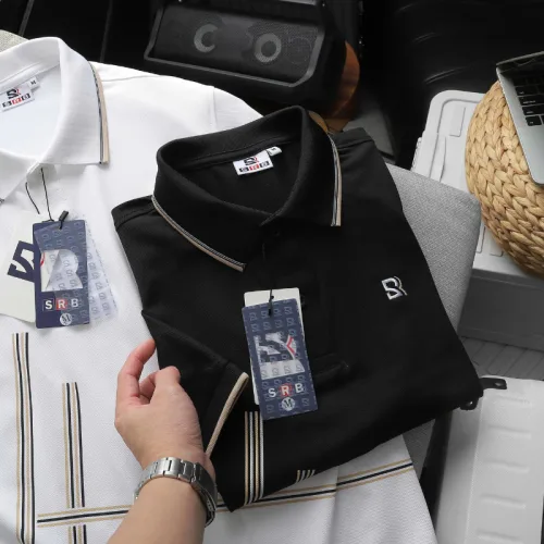 Áo Thun Nam Polo - Áo Thun Cổ Bẻ Nam Thêu Logo Chữ R Trước Ngực Và Phối Sọc Ở Vạt Áo Sang Trọng Có Big Size