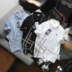 Áo Thun Nam Polo - Áo Thun Cổ Bẻ Nam Thêu Logo Chữ R Trước Ngực Và Phối Sọc Ở Vạt Áo Sang Trọng Có Big Size